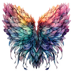 Beautiful watercolor magic wings on Transparent Background. Ai generated 