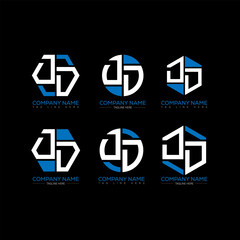 DD letter logo set design.DD monogram polygonal and circle shape vector. DD unique design.
