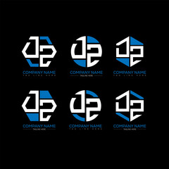 Obraz premium DZ letter logo set design.DZ monogram polygonal and circle shape vector. DZ unique design. 
