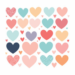 Heart shape doodles vector set romantic illustration