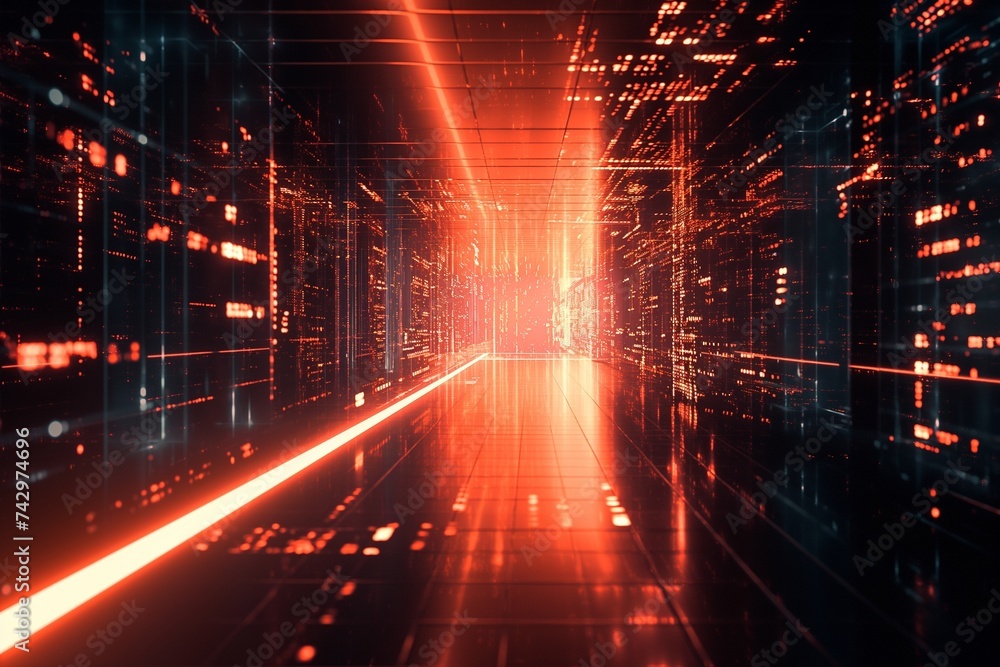 Poster a cyberspace portal opening into a world of digital information, with streams of code and light. 8k