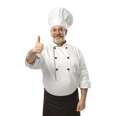 Old Chef Thumbs up on Transparent Background