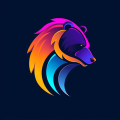 An abstract, sleek vector logo featuring a powerful bear, embodying the concepts of strength and untamed spirit in vibrant hues.