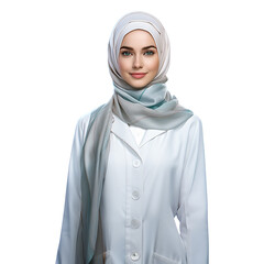 Muslim Doctor in Hijab on Transparent Background