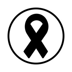 Black Funeral Ribbon Glyph Icon