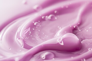 Texture of Swirling Lavender Cream with Glossy Bubbles, Abstract Background and Beauty Concept