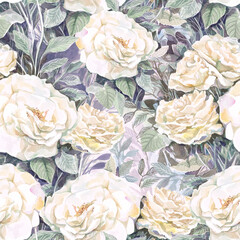 seamless pattern with white roses