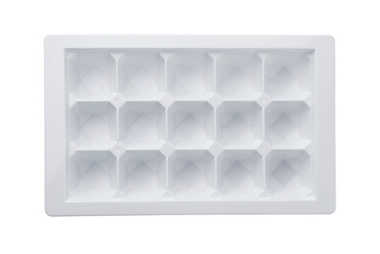 Top view of empty plastic ice cube tray