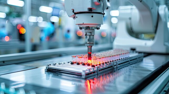 Automated robotic arm conducting lab experiments with precision