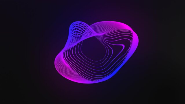 Circular shape with blue and pink gradient made with changeable parallel lines