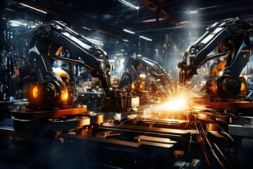 welding robots in industrial use