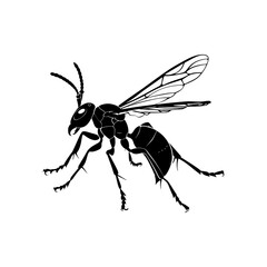 Silhouette wasp animal black color only full body