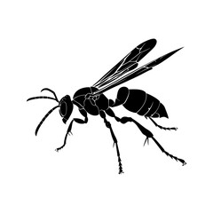 Silhouette wasp animal flaying black color only full body