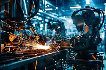 welding robots in industrial use