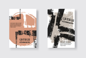Collection of grunge covers with brush strokes.