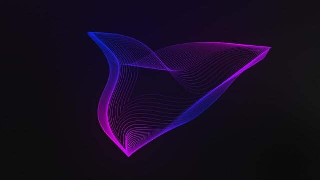 Triangle with blue and pink gradient made with changeable parallel lines that transition
