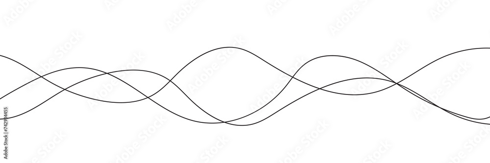 Poster thin line wavy abstract vector background. curve wave seamless pattern. line art striped graphic tem
