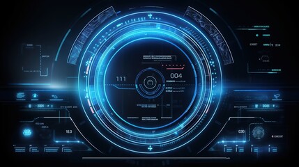 Hologram hud infographic for digital user interface. Analysis or control hologram panel, futuristic technology UI screen.