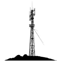 Silhouette telecommunication tower black color only
