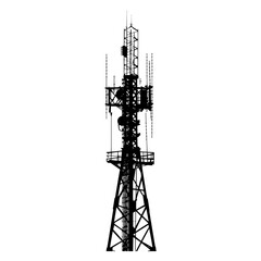 Silhouette telecommunication tower black color only