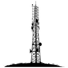 Silhouette telecommunication tower black color only