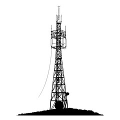 Silhouette telecommunication tower black color only