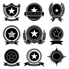 Obraz premium Silhouette Vintage retro badges and medal element black color only