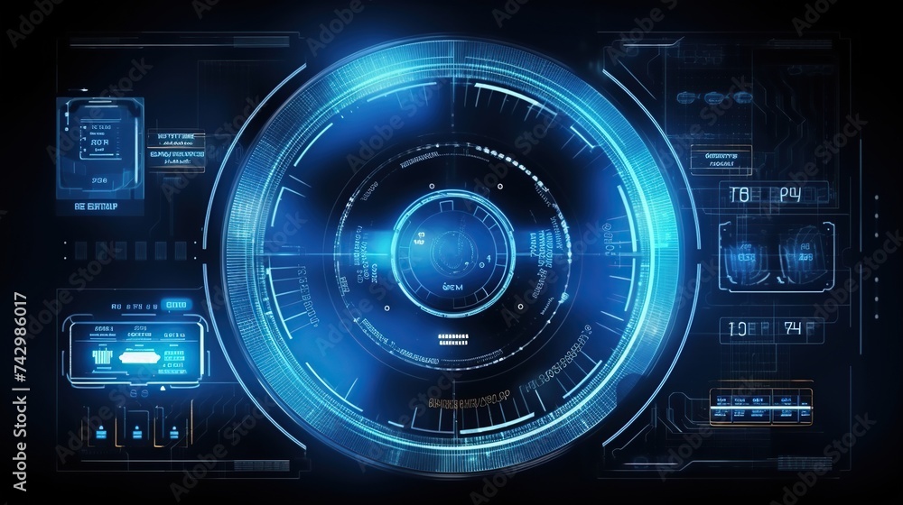 Poster hologram hud infographic for digital user interface. analysis or control hologram panel, futuristic 