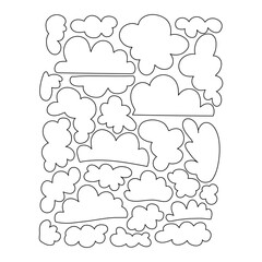 Clouds set. Doodle vector illustration. Isolated on a white background. Clip art.
