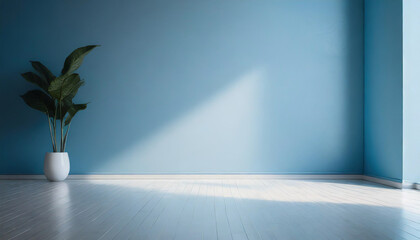 Fototapeta na wymiar Minimalistic blue background for presentations, with a serene, empty light blue wall