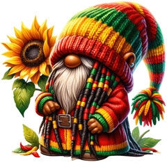 Obraz premium Black History Month and Juneteenth African gnome, transparent background