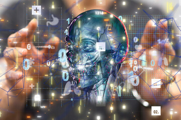 digital medical futuristic interface 3D rendering - neural network exposure digital