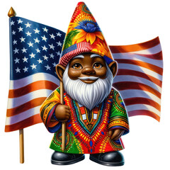 Black History Month and Juneteenth African gnome,
 transparent background
