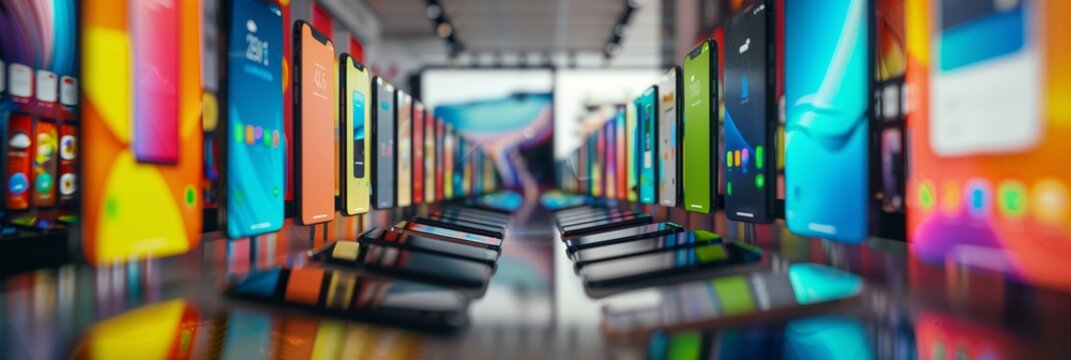 view to a modern styled store for mobile phones and smartphones