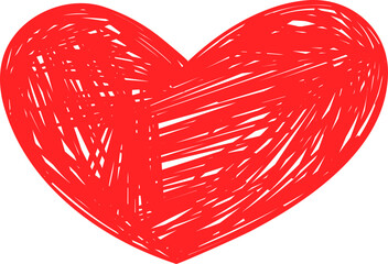 Red heart on transparent background. Valentine's day, love concept.