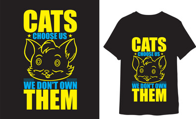 Cats vector t-shirt design. Unleash your positives attitude with this trendy and cool t-shirt design featuring a playful cat silhouette and inspiring handwritten quote in stylish calligraphy, 