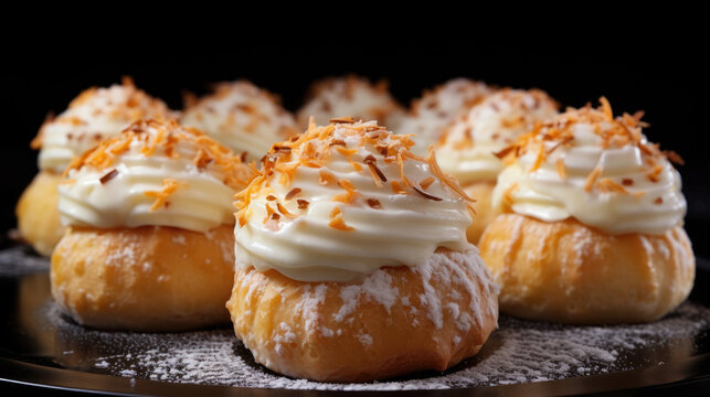 Traditional Czech fluffy kaliace cakes with vanilla cream