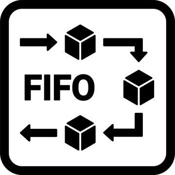 fifo symbol vector. first in first out. icon, sign, packaging