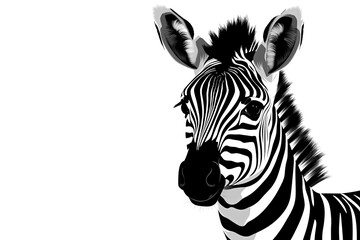 Black and white zebra head on white background. Generative Ai