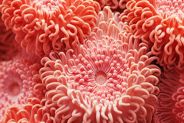 Close-up of coral flower. Macro photography of coral. Generative Ai