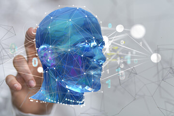 medical on hospital background, medical technology network concept - neural network exposure digital