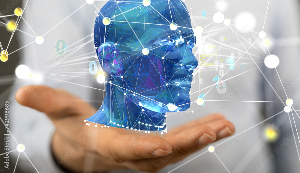 Poster robot ai ai technology and engineering concept