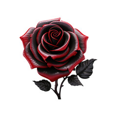 3D Red Textured Rose on Transparent Background