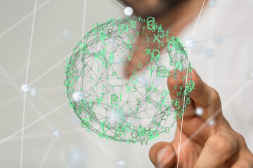 Connecting lines and dots.Big data visualization