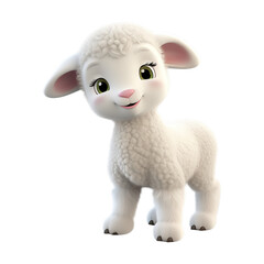 3D Cute Little Sheep on Transparent Background