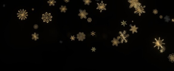 Snowflake Ballet: Exquisite 3D Illustration of Descending Festive Snowflakes in Motion