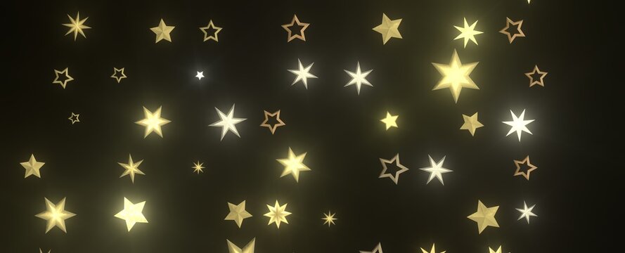 Twinkling Yuletide Skies: Breathtaking 3D Illustration of Falling Christmas Starlights