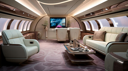 Elegant VIP business airplane interiors