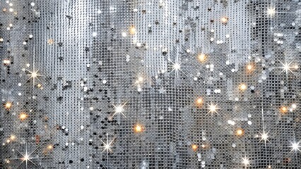 Silver Sequins Background with Sparkling Highlights