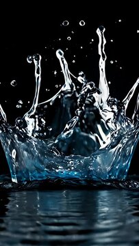 Crown Splash of Water with Splashes and Droplets